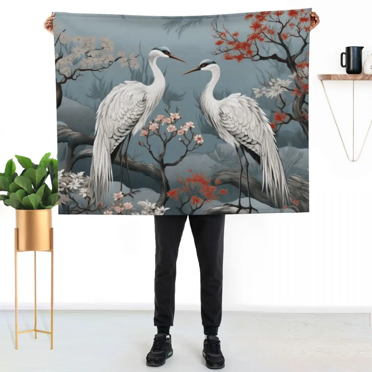 Japanese Garden Throw Blanket Soft Bedroom Blanket for Night Sleeping