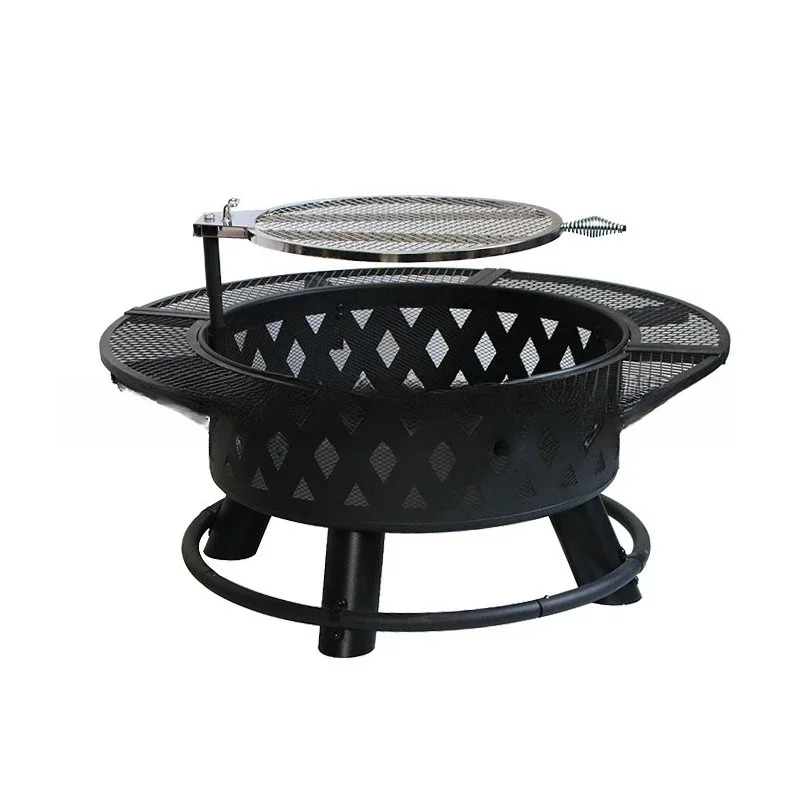 

Garden grill, rotatable double lift grill