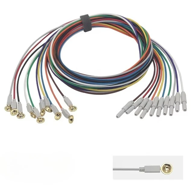 DIN1.5 Socket Color EEG Cable Gold-plated EEG Cup Electrode,Medical Cable