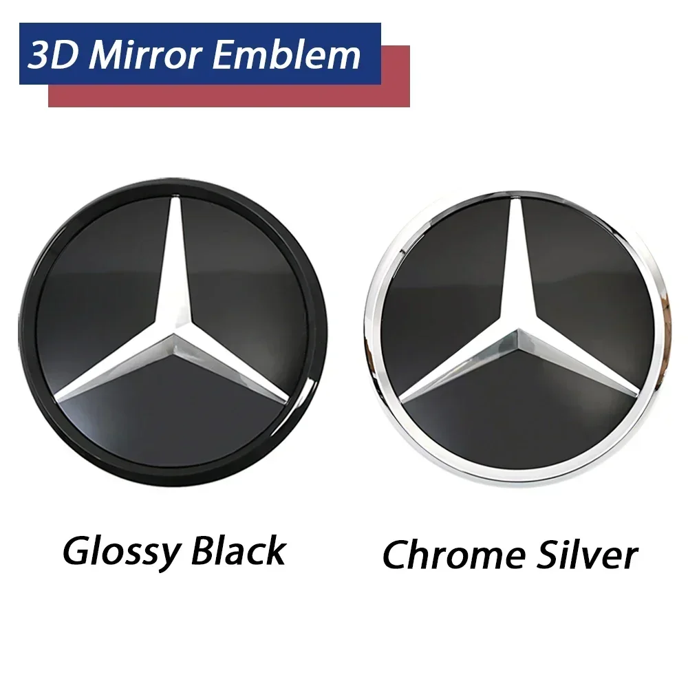 

Car Sticker Chrome Silver LED Mirror Emblems Style Front Grilled Star Emblems For Mercedes Benz A/B/C/E/S/R/ML/SL-Class X156 W20