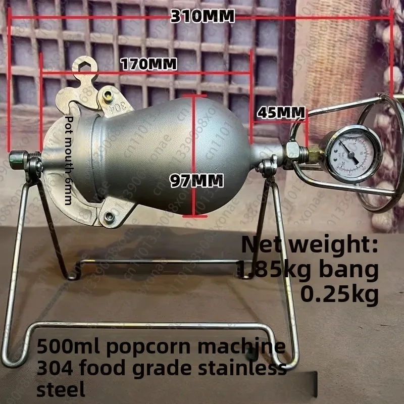 Mini máquina de palomitas de maíz, estufa de palomitas de maíz de acero inoxidable antigua para el hogar, estufa de alquimia 720ML1000