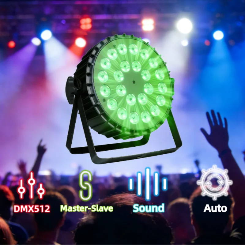 24PCS 6in1 LED Par Light RGBWA UV Color Mixing Effect Stage Disco Party KTV Lighting System for Event Decoration
