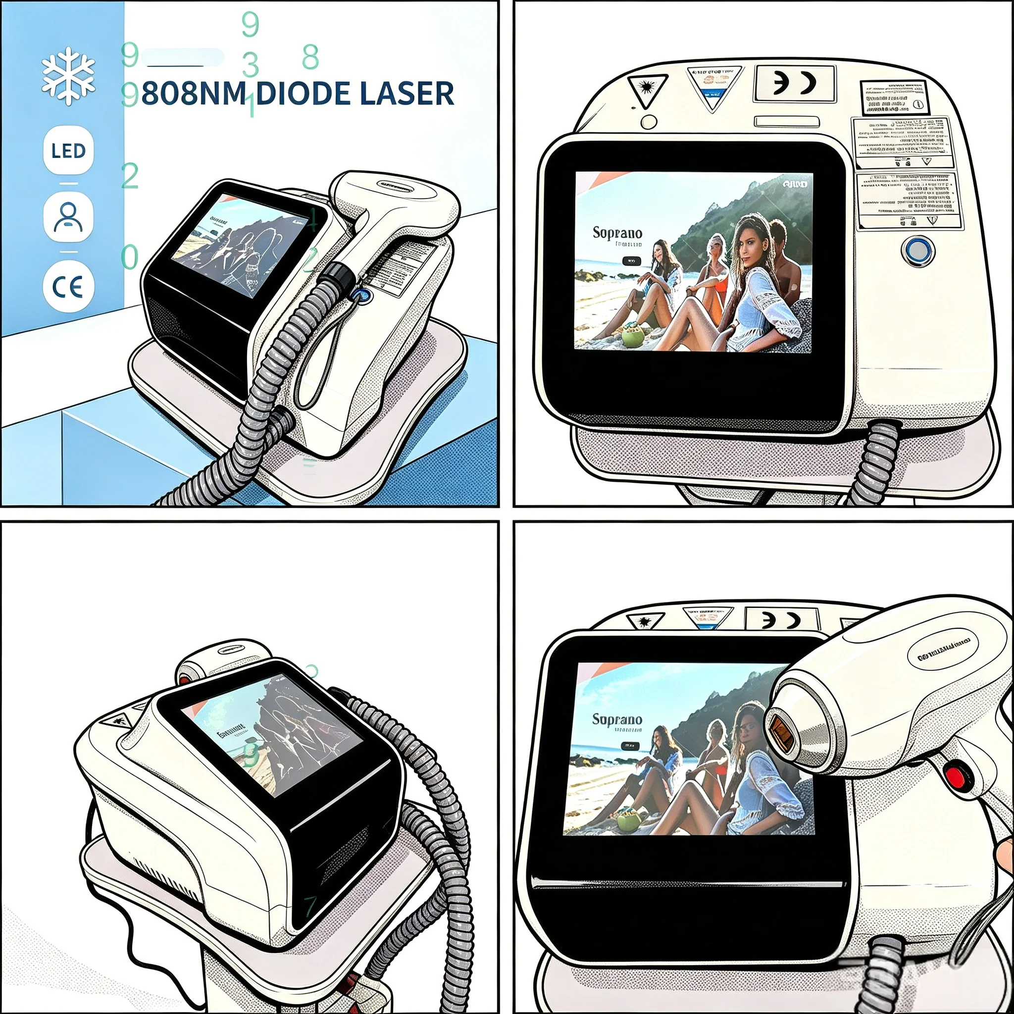 Mini Professional 808nm Diode Laser Hair Removal Device 4000W Painless Permanent Cooling Home Use