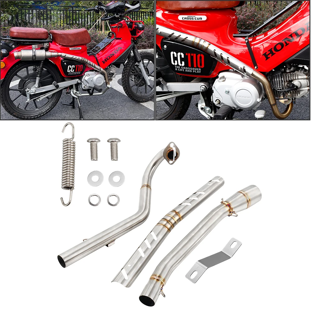 

Evomosa Motorcycle Exhaust Escape full Systems Modify Cub110 Front Pipe Muffler 110CC For Honda Cross Cub110 CC110 2018 - 2023