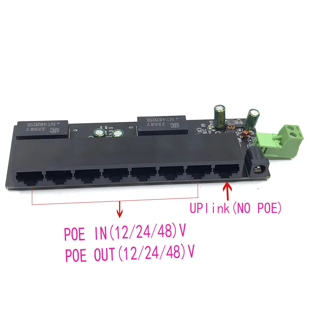 POE12V-24V-48V POE12V/24V/48V POE OUT12V/24V/48V przełącznik poe 100 mb/s POE poort;100 mb/s UP Link poort; poe zasilany przełącznik NVR