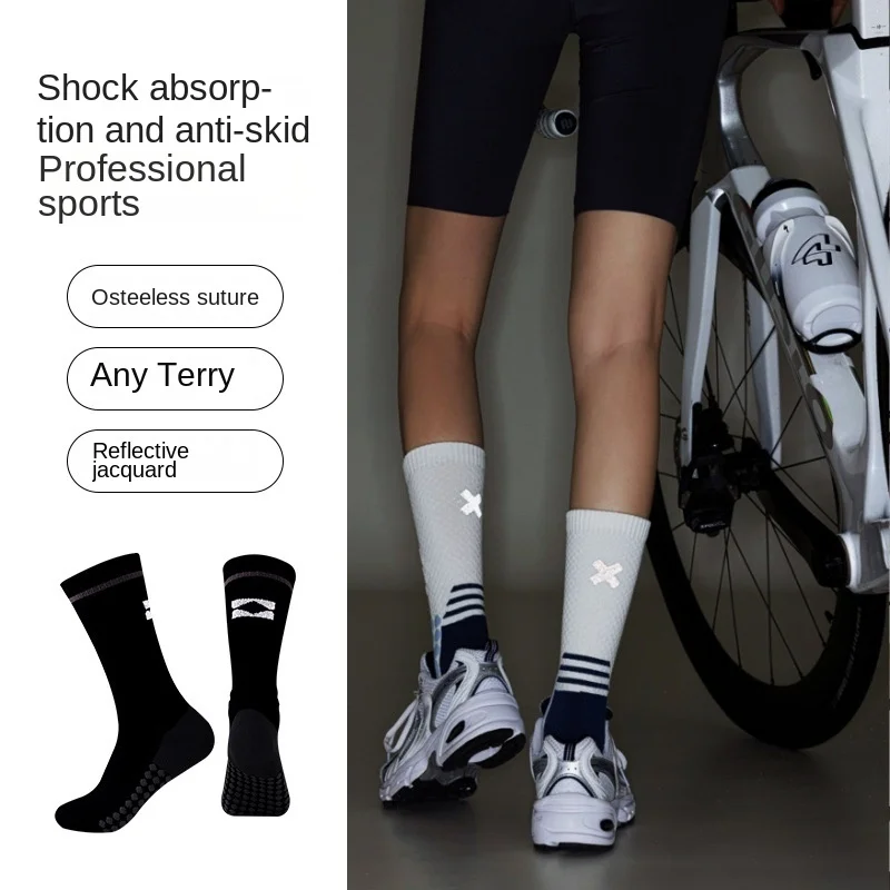 Sport Crew Kleid Socke Neue Athletische Radfahren Frauen Frühling Herbst Verdickt Handtuch Unten Außen Reflektierende Reihen B7W42