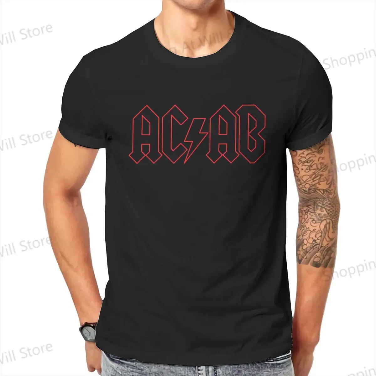 Tops 100% Cotton Leisure Sports  ACAB Classic Men's and women's T-shirts  Short sleeved fun print