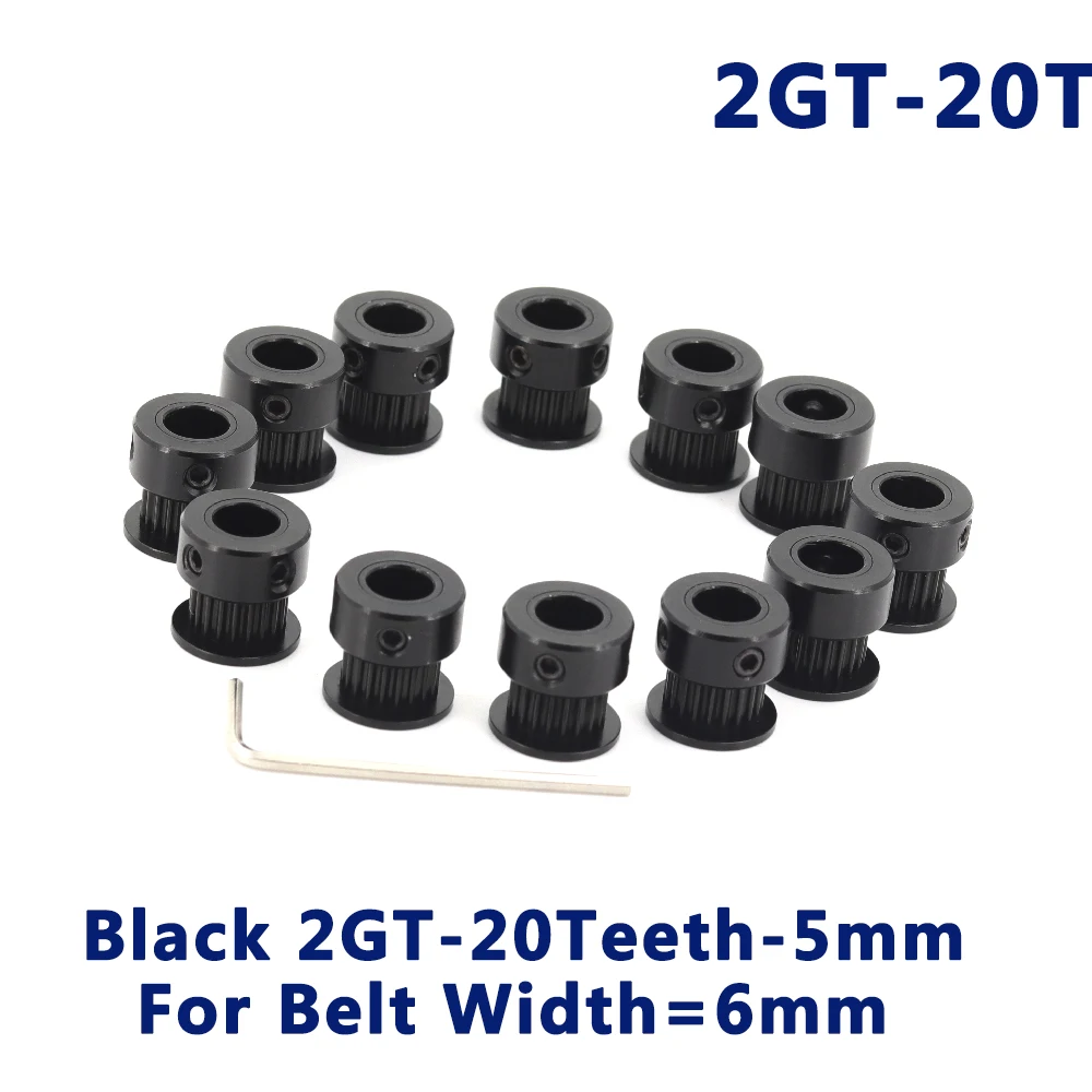 

5pcs 20 teeth 2M 2GT Synchronous Timing Pulley Bore 5mm/8mm Black Anodizing for Width 6mm 2MGT GT2 Open Belt 20T 20Teeth VORON