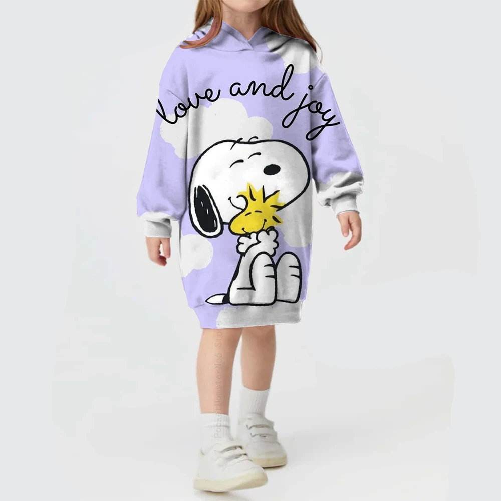 Disney Snoopy Printed Baby Girls Children Autumn and Winter Casual Sweatshirts New Hoodies Loose Long Sleeve Hoodies