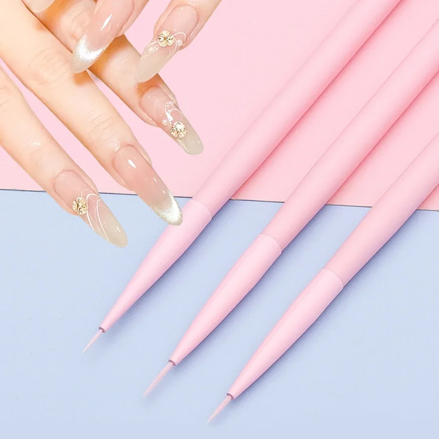 Ensemble de pinceaux pour Nail Art couleur Macaron, 3 pièces, détails fins, stylos pour dessin de revêtement d'ongles pour modèles professionnels d'ongles