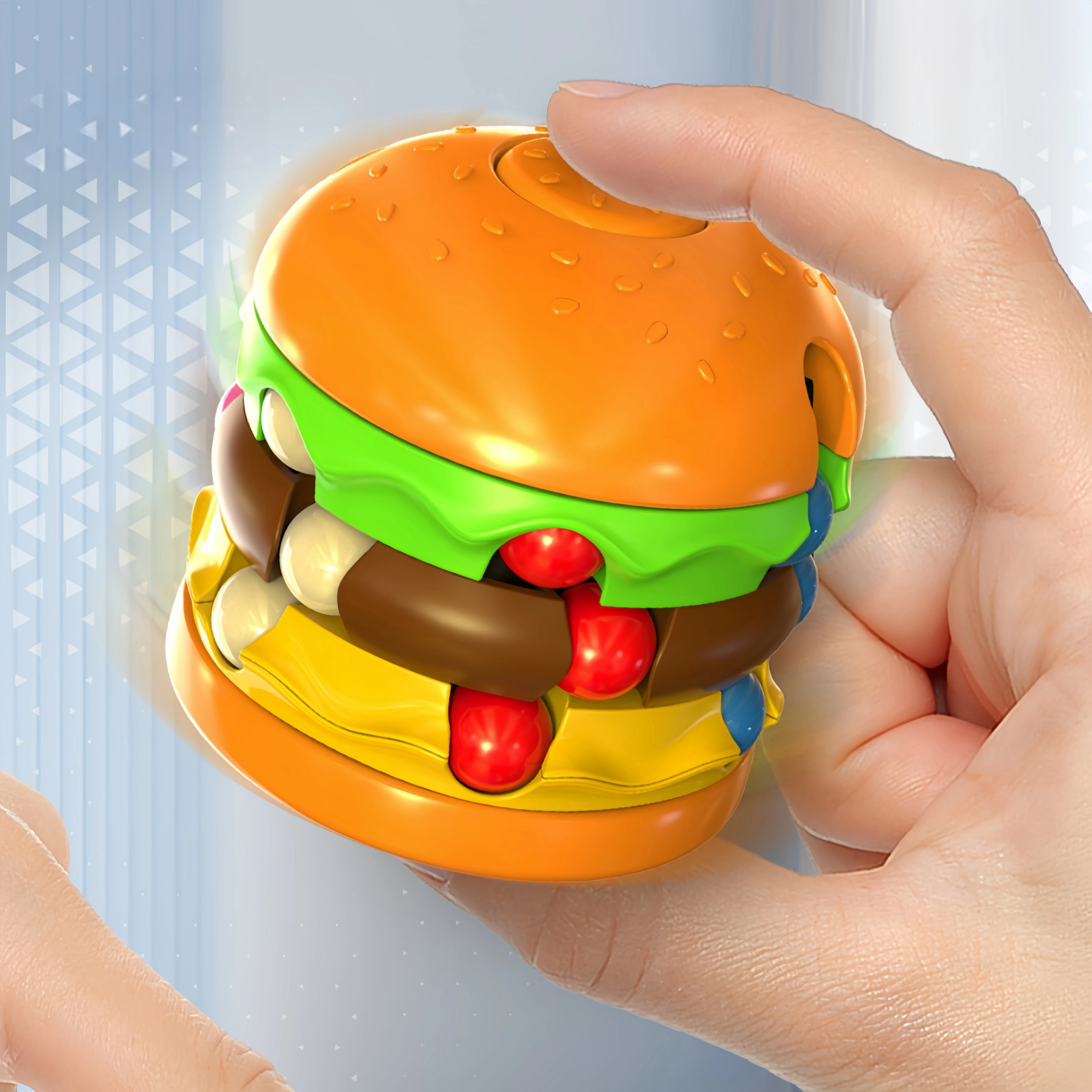 Hamburger Rubik's Cube French Fries Magic Beans Stress Relief Fidget Spinner Novel Special Spin Ball Children's Educational Toy