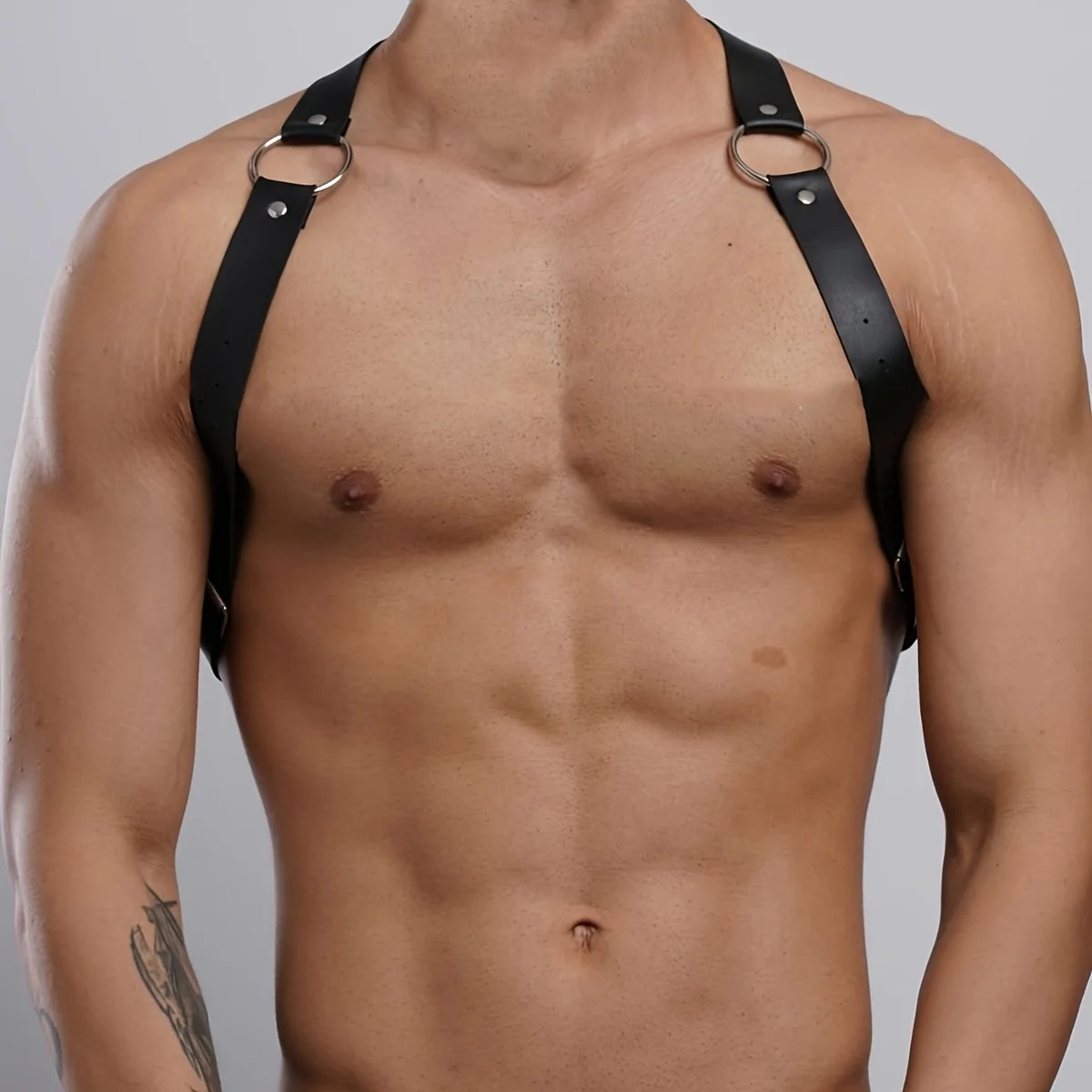 Fashion Men's Suspenders, PU Leather Texture, Gothic Style Body Shaping, Easy to Pair with Jeans, Daily Essential