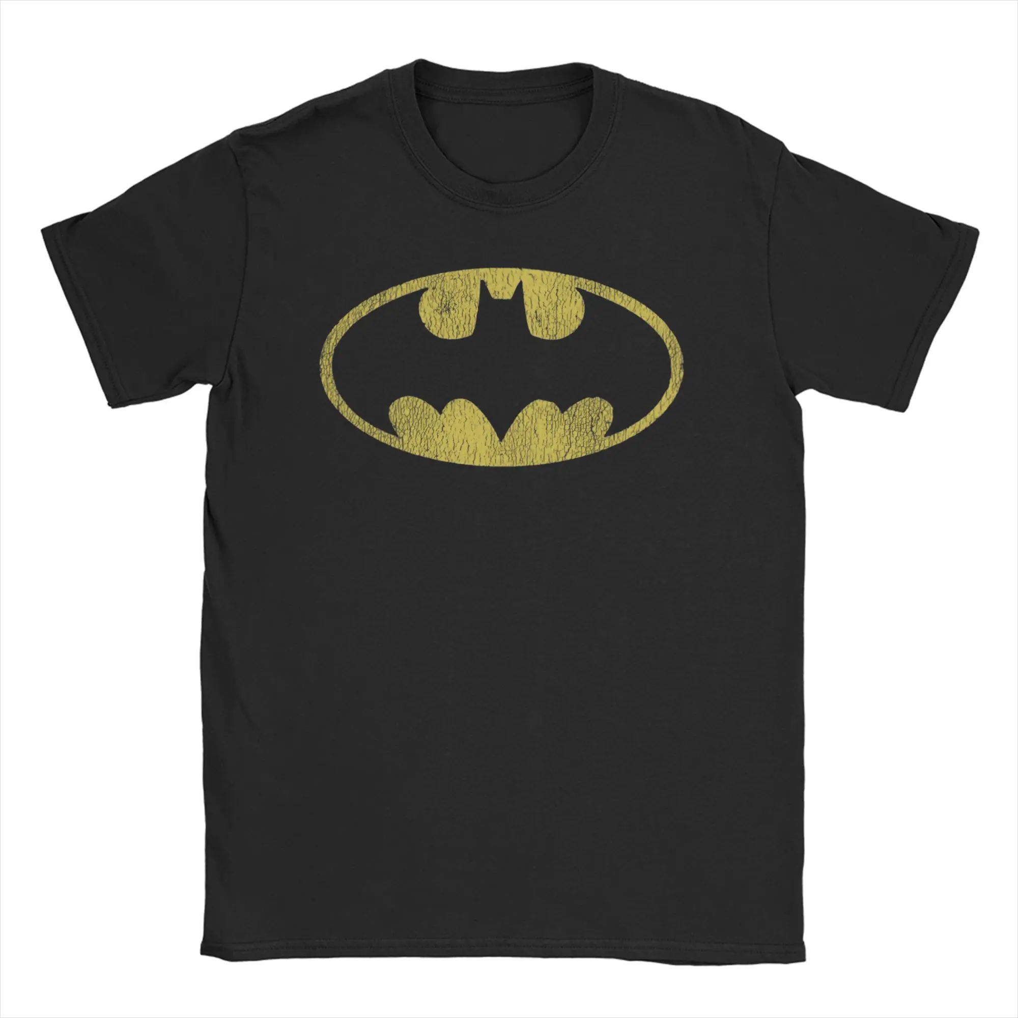 Neuartige klassische gelbe Logo-T-Shirts für Herren und Damen, O-Ausschnitt, Baumwoll-T-Shirt, Bat Man, kurzärmeliges T-Shirt, einzigartige Kleidung
