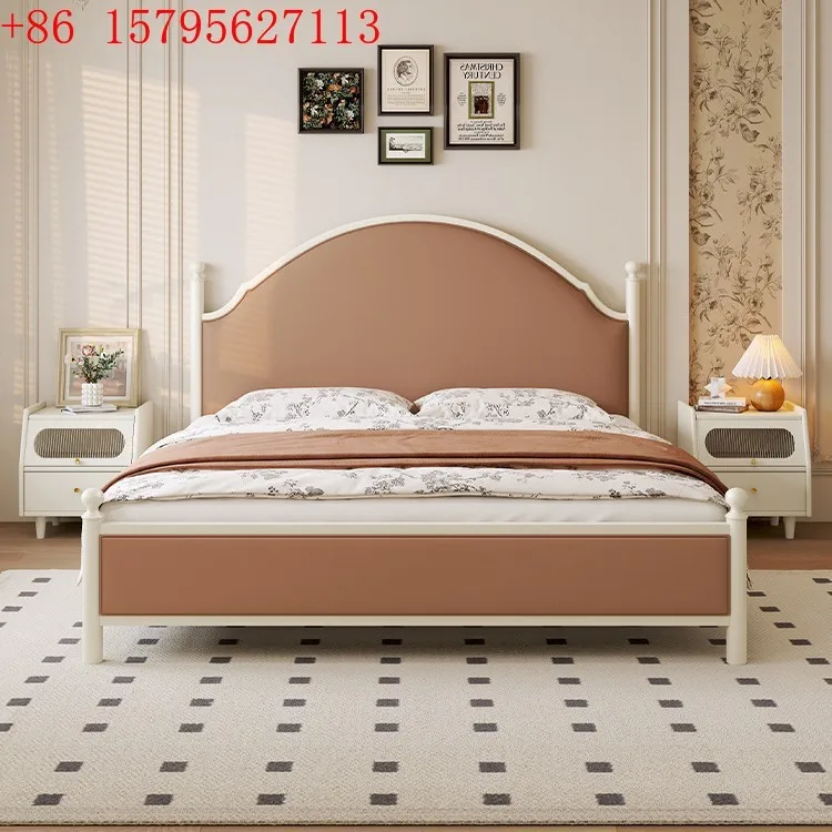 

French soft solid wood bed Modern American storage bed Medium antique bed