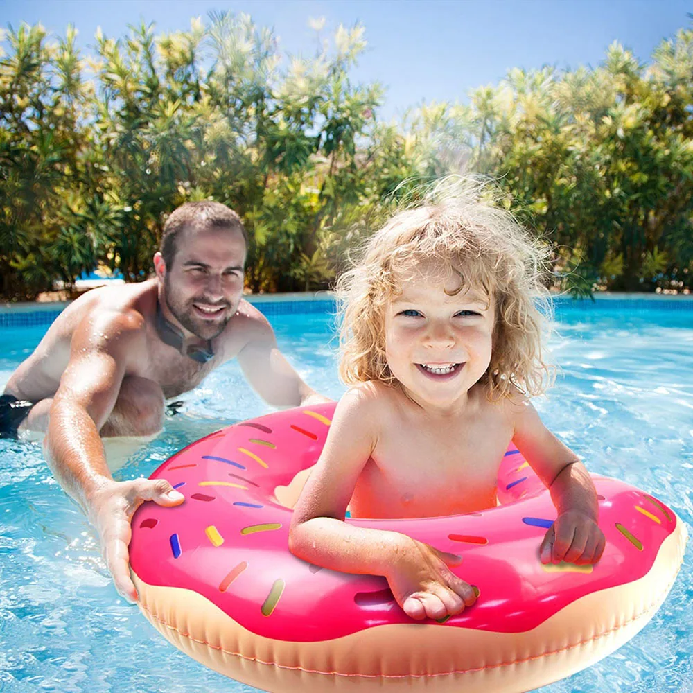 Anel de natação inflável Donut, flutuador de piscina gigante, brinquedo círculo, praia, festa do mar, água do colchão, adulto, criança