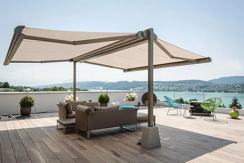 

2026 Modern Acrylic Fabric Retractable Awning Remote Control Folding Sun Shade Canopy for Balcony Restaurant and Outdoor Cafe