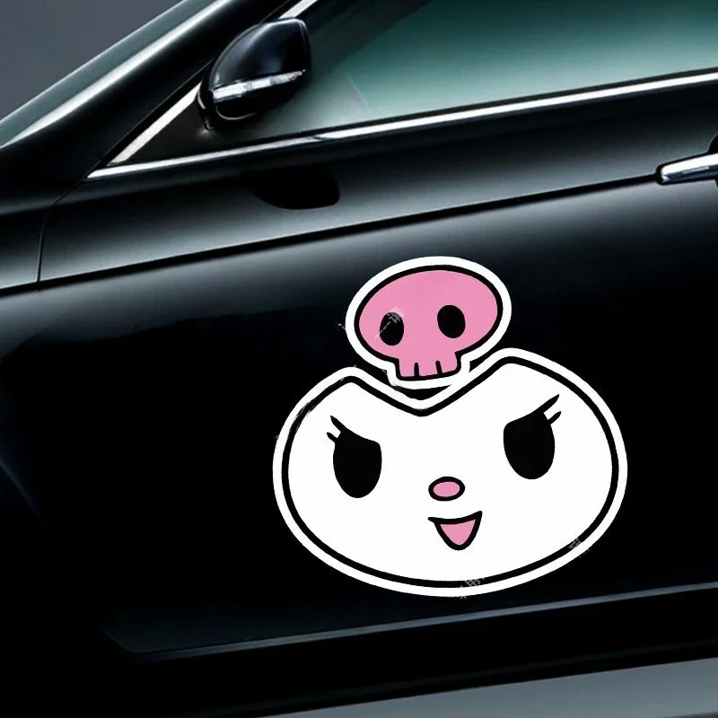 MINISO Sanrio Kulomi Car Modification Cover Scratch Sticker Cartoon Little Devil Fuel Tank Door Window Kawaii Decorative Sticker