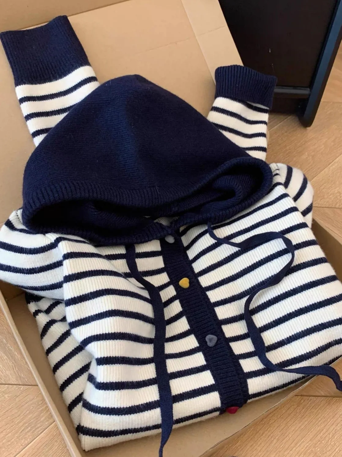 الراقية الأوروبية Sle مخطط اللون بلو محبوك سترة مفتوحة المرأة سترة فضفاضة Jaet الخريف الشتاء عادية تخفيف S...