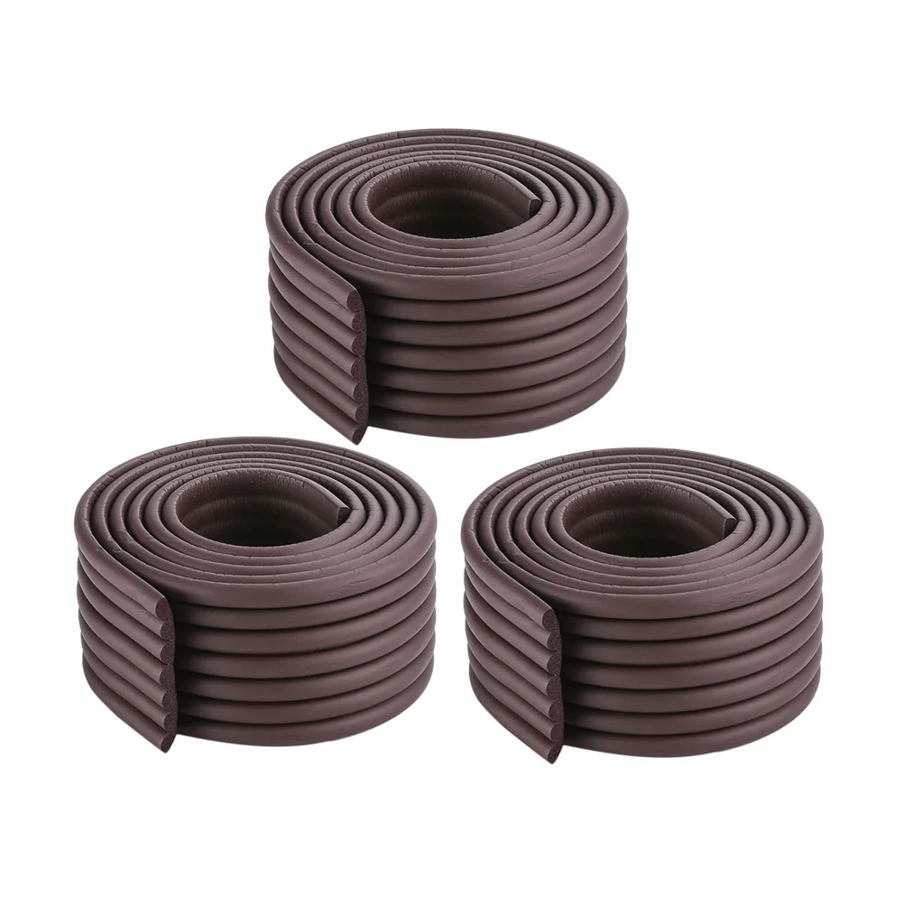

3pcs Corner Protector Guard Cushion Anti-Collision Bumper Strip W-Shaped Table Brown Child Safe Eco Friendly Furniture