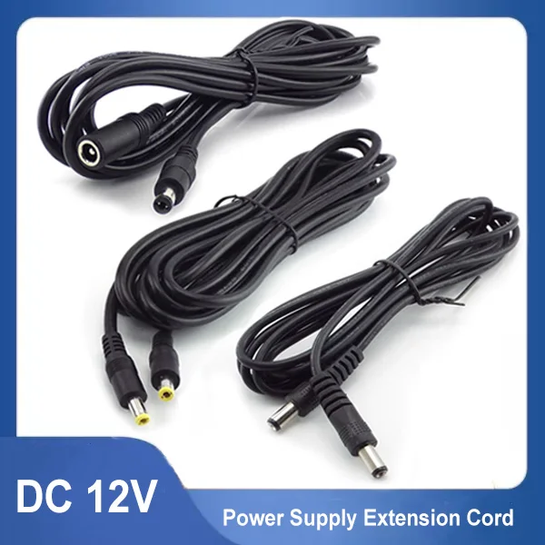 0.5M-5M 12V DC Power Extension Cable 5.5x2.1 Plug Female to Male 5.5x2.5 Male to Female Adapter Cord For CCTV Camera Strip Light