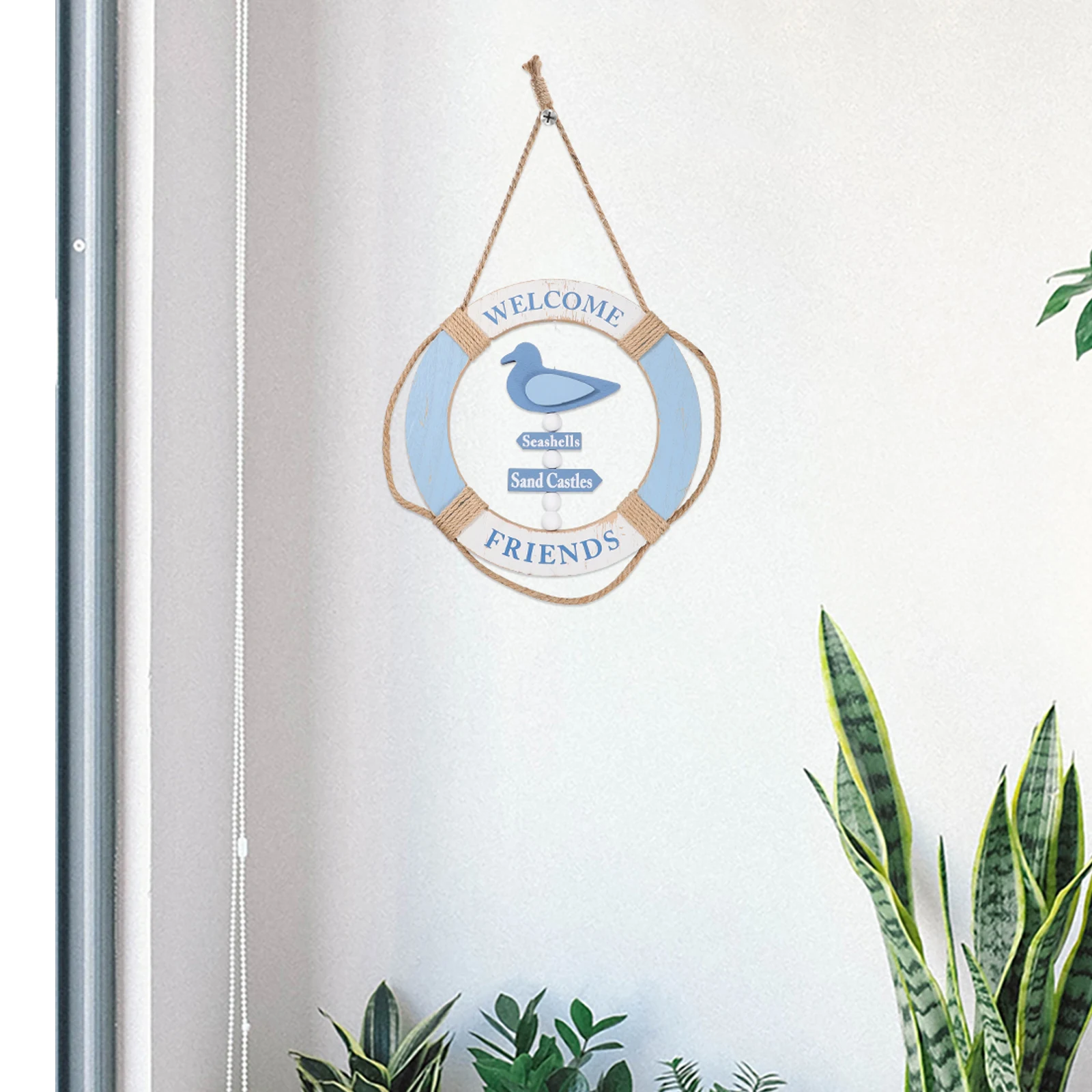 

Lifebuoy Decorations Wall Hanging Home Holiday Party Ornament Wooden Door Pendant Nautical Beach Decoration