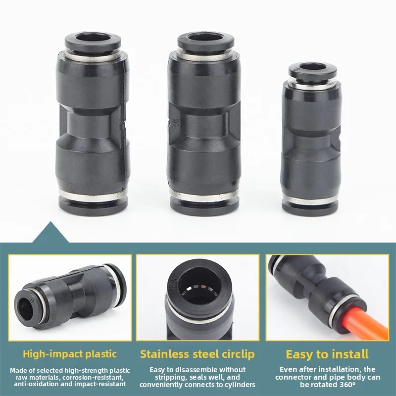 Pneumatic Push In Fitting PG Reducer Straight Connector PG6-4 PG8-6 PG10-8 PG12-10 PG8-4 PG10-6 PG12-8 PG16-12 Air Tube Fitting