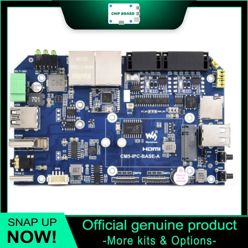 Waveshare Industrial Board for Raspberry Pi CM5 with Dual Gigabit/2.5G Ethernet, 4K Output and 4G/5G Module Support