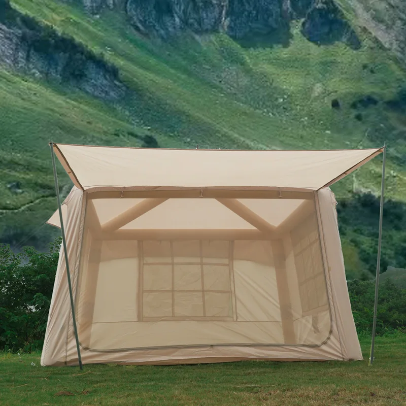 

Роскошная водонепроницаемая надувная палатка на 2-4 человека, 420D Оксфорд ПВХ, с воздушным насосом, недорогая, двухкомнатная, для глэмпинга, всесезонная, экологичная, для активного отдыха