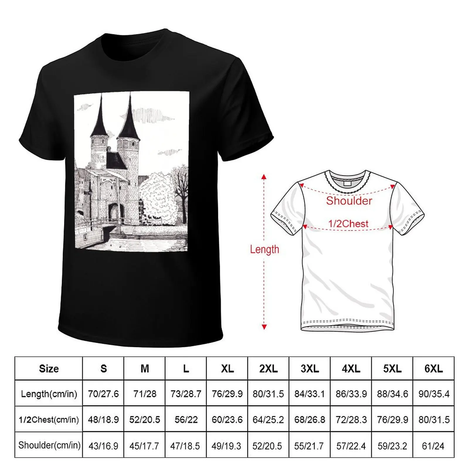 Oosterpoort Delft Netherlands - Eastern Gate Delft City Travel Art T-Shirt Big and Tall Solid Color T-Shirt