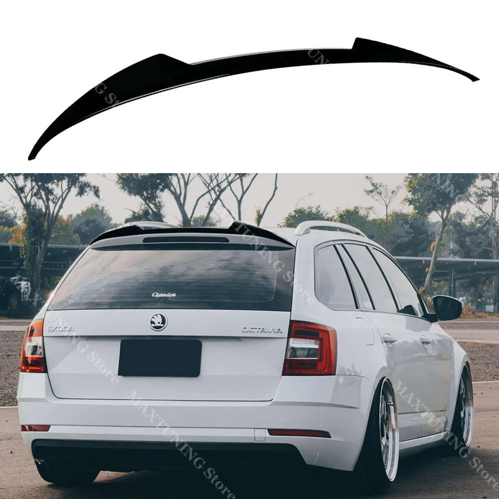 Gloss Black Car Rear Trunk Roof Spoiler Wing Cap Body Kit Trim For Skoda Octavia MK3 5E TSI TDI Standard Combi/Scount 2013-2020