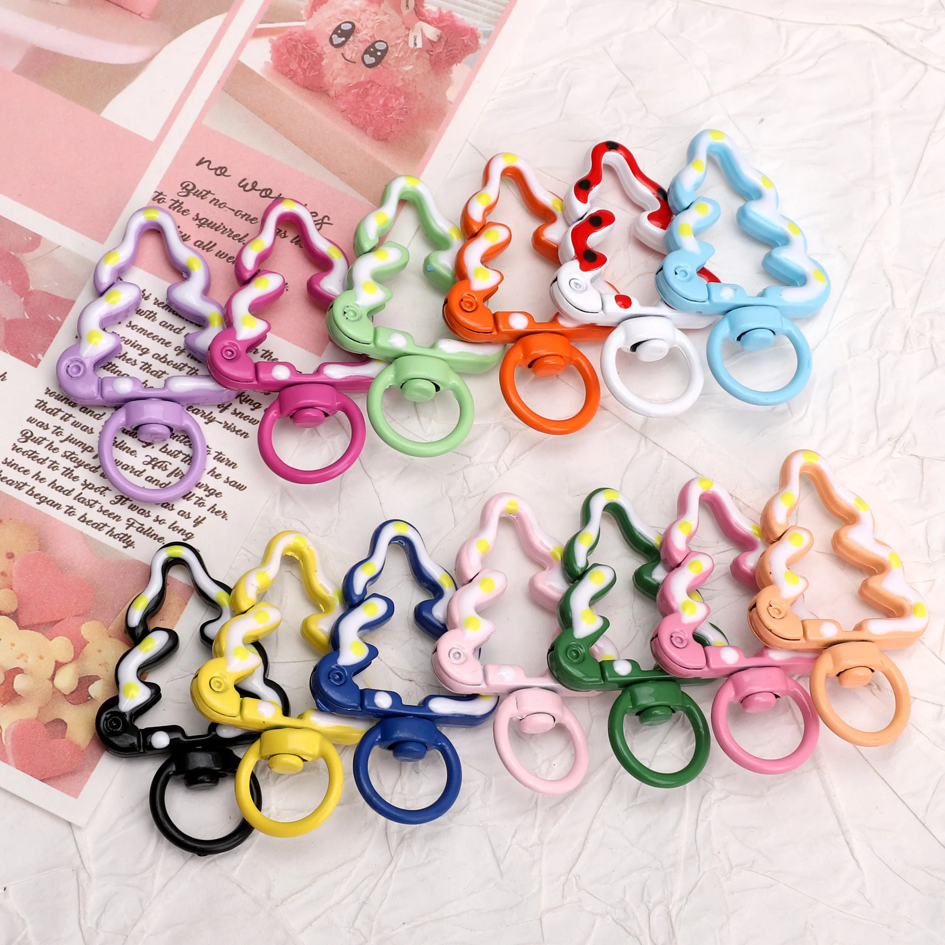 

5 шт. разноцветное металлическое кольцо для рождественской елки, пружинная застежка, карабин, брелок, зажимы, крючок, цепочка для собаки, аксессуары для изготовления ювелирных изделий своими руками