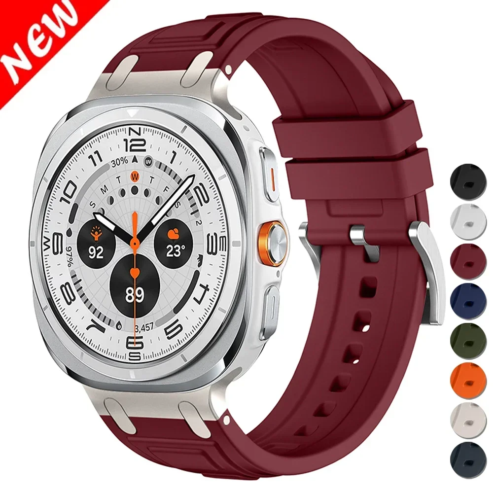 Soft Silicone Loop Strap for Samsung Galaxy Watch Ultra 47mm Men Sports Band for Galaxy 47mm Ultra NO Gaps Curved End Bracelet