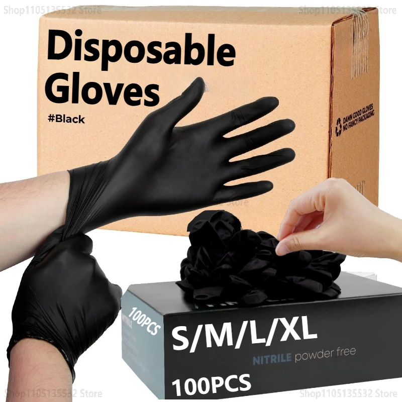 Black Xl Latex Gloves Pvc Gloves Disposable Nitrile Gloves Housework Cleaning Car Industry Gardening Cooking Tools