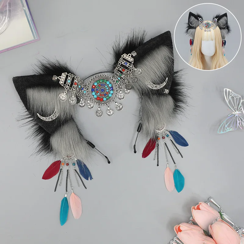 halloween accessory woman headband Wolf Ear Headwear plush y2k accessories lolita headress women's Halloween headband hair band