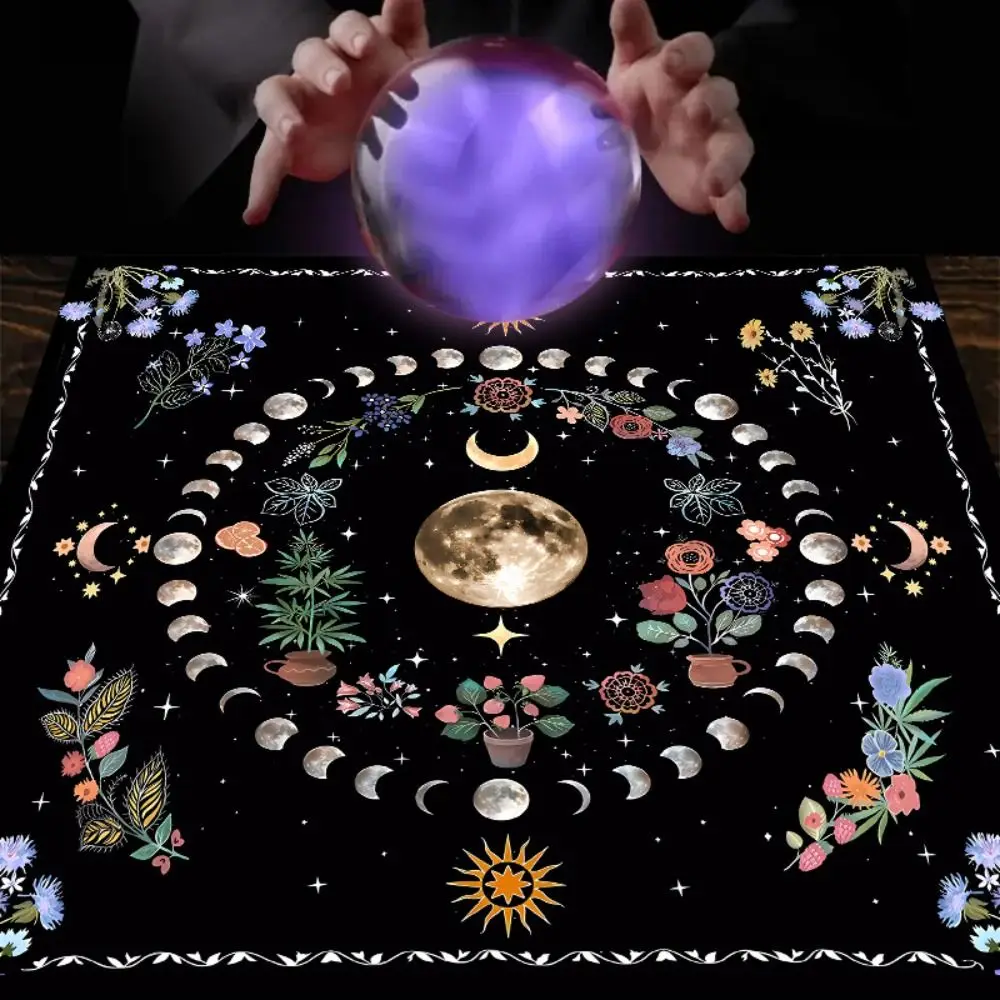 Tarot Card Table Cloth Moonlight Flower Table Cloth Fashion Butterfly Rose Witchcraft Astrology Supplies Floral Altar Card Mat