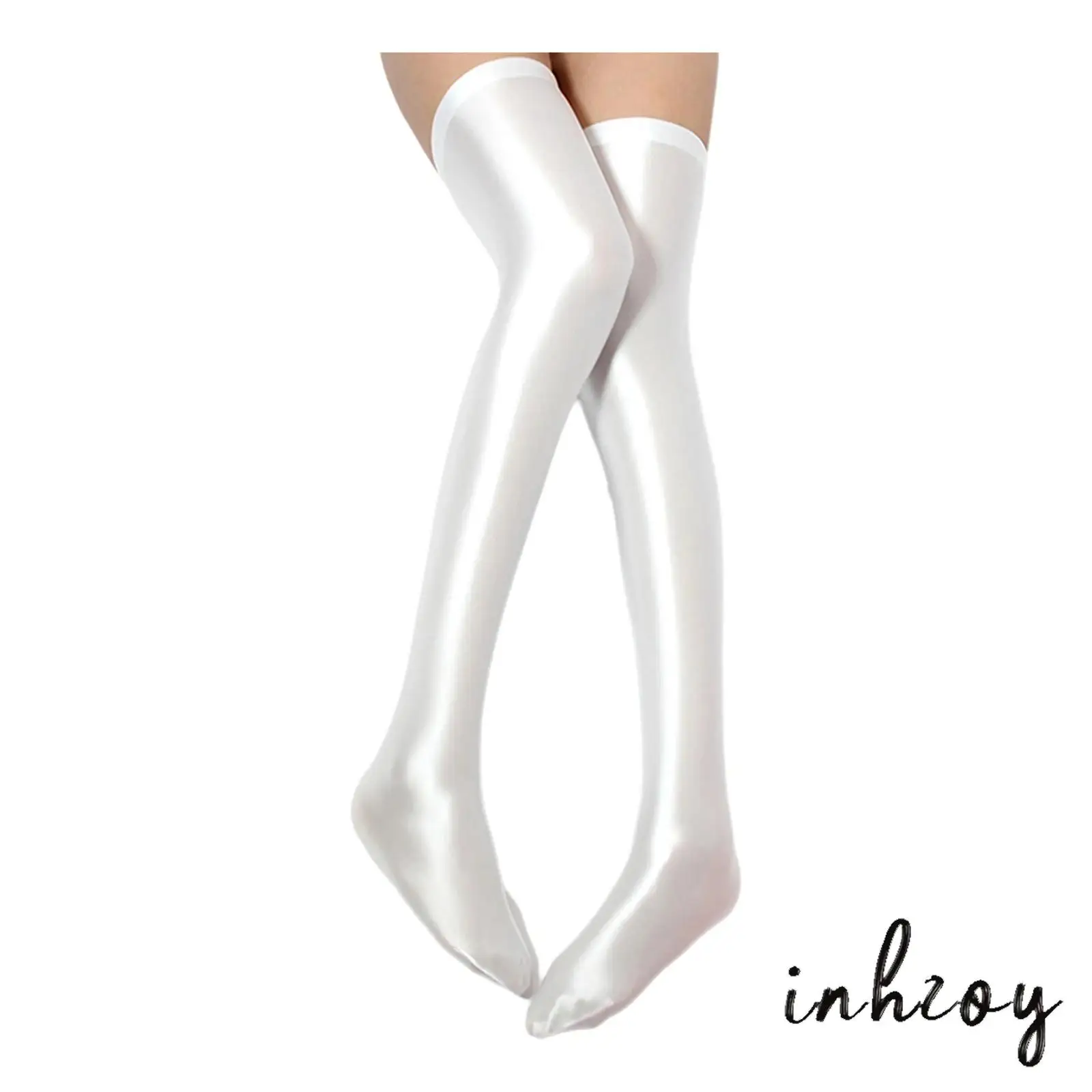 

1 Pair Women Opaque Shiny Thigh High Long Stocking Knee-high Socks with Anti-Slip Silicone Glossy Tights Sock for Party Club
