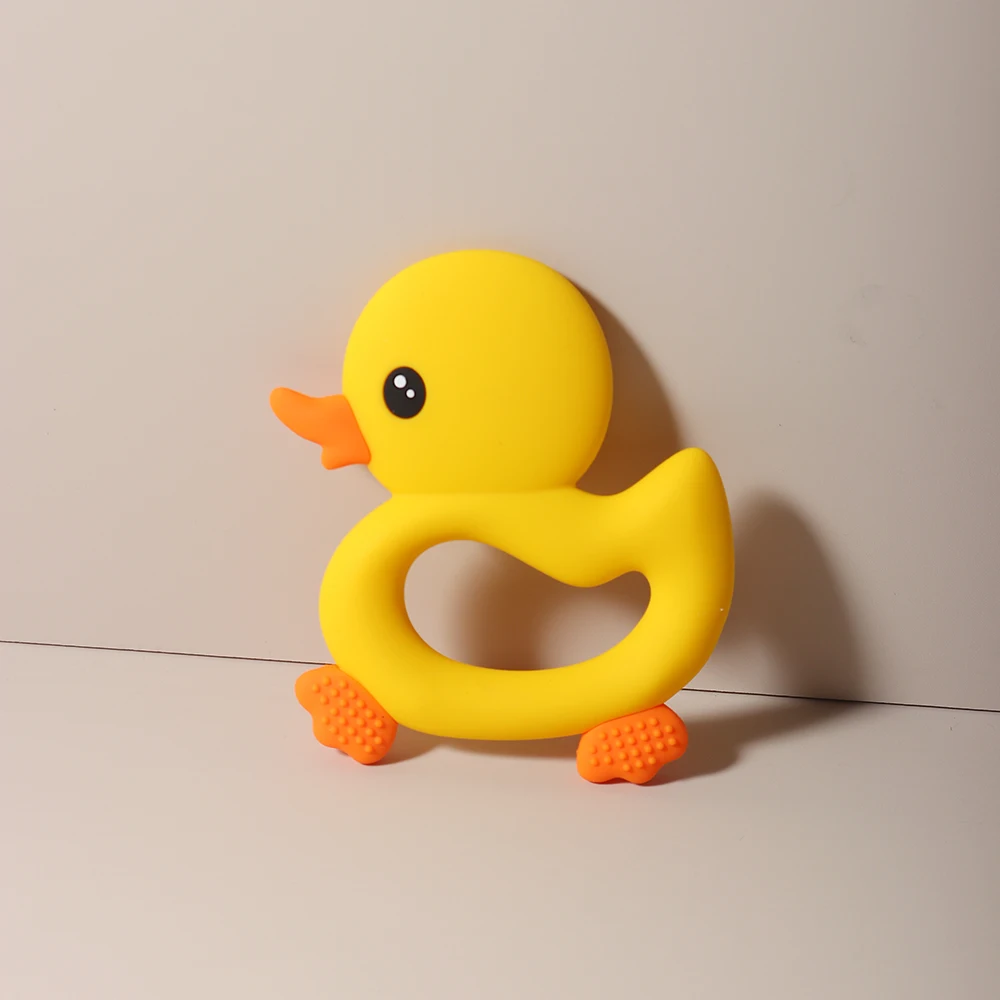 Cute Baby silicone duck teether Food Grade Safe Teether cute cartoon ease teeth pain  Toy Teething gift