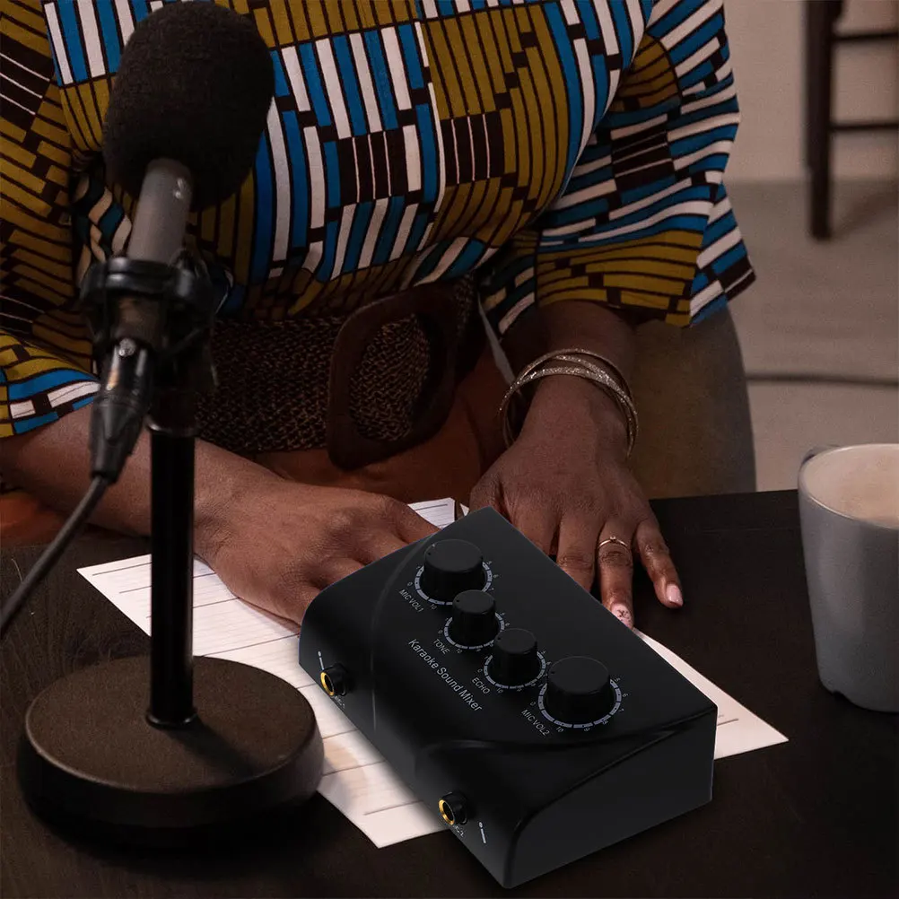 1 مجموعة منخفضة الضوضاء للغاية كاريوكي جهاز مزج الصوت المزدوج هيئة التصنيع العسكري المدخلات التحكم للمنزل مرحلة الحفلات Ktv استخدام الاتحاد الأوروبي التوصيل Abs النحاس