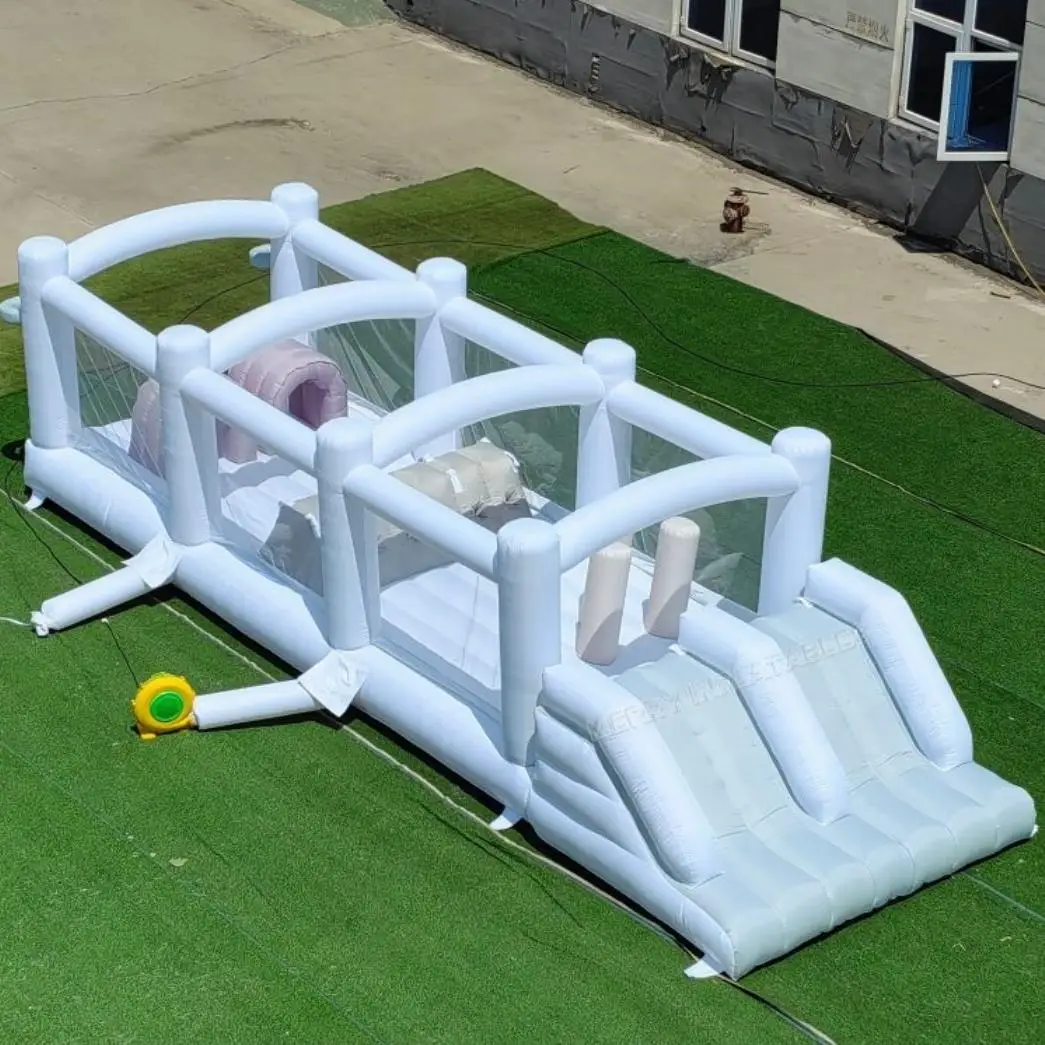 outdoo Parcors d'obstacles blanc 5 en 1، توبوجان، ديابايتيك، إسكاليد، منحدر، كرة السلة، ميزون قابل للنفخ، ألعاب التضاريس