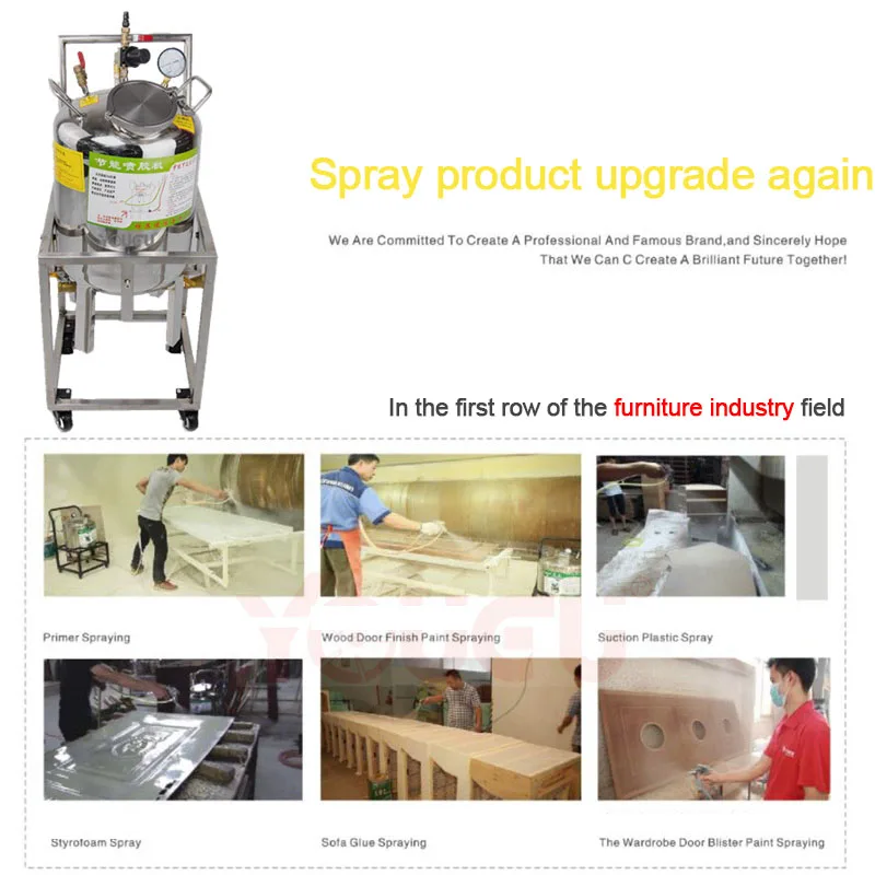 20 L Pneumatic Glue Sprayer Adhesive Spray  Barrel 304 Stainless Steel Pressure Bucket Energy Efficient  Dispenser  Paint Gun