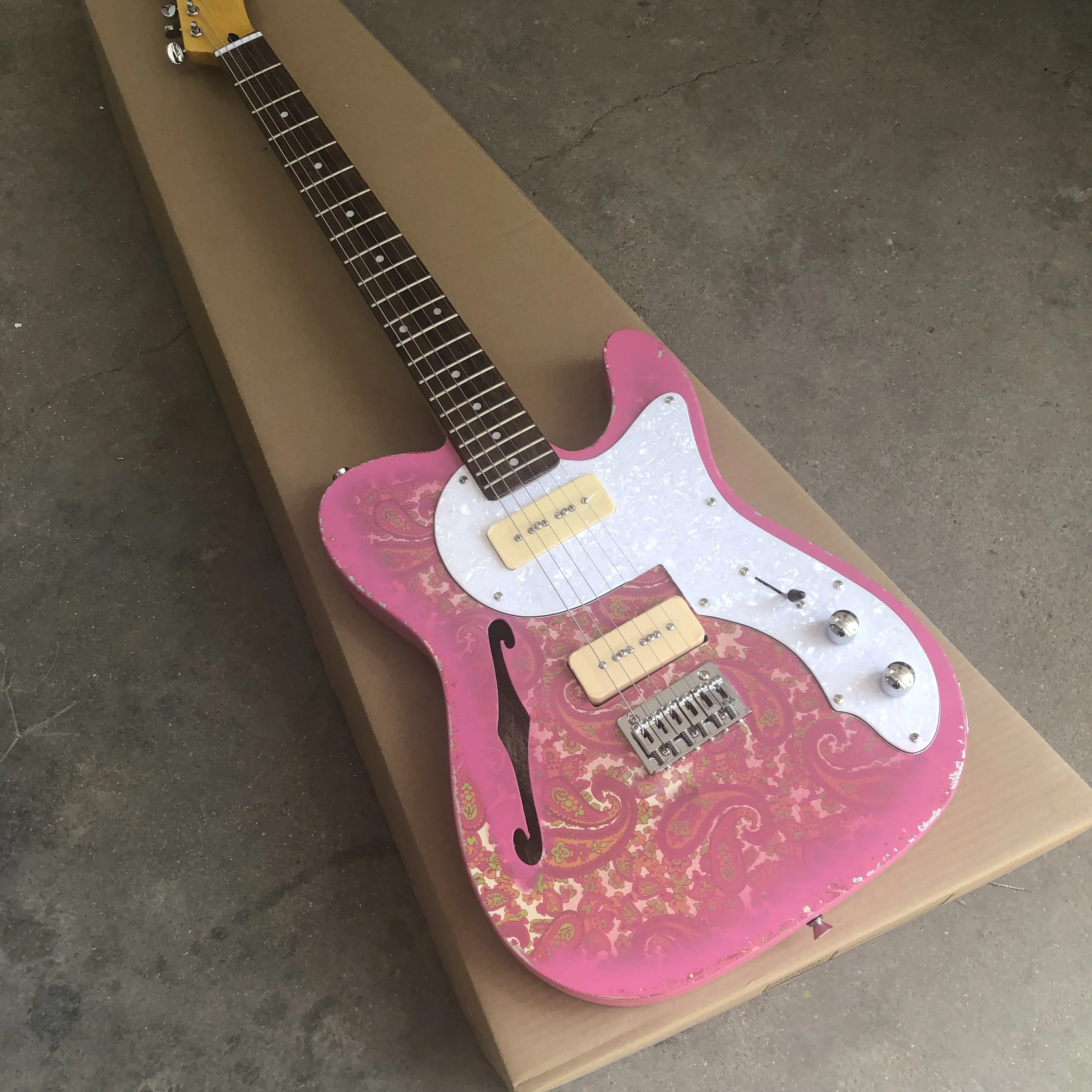 New and old electric guitars, Paisley pink electric guitars, wholesale and retail,Oil painting veneer