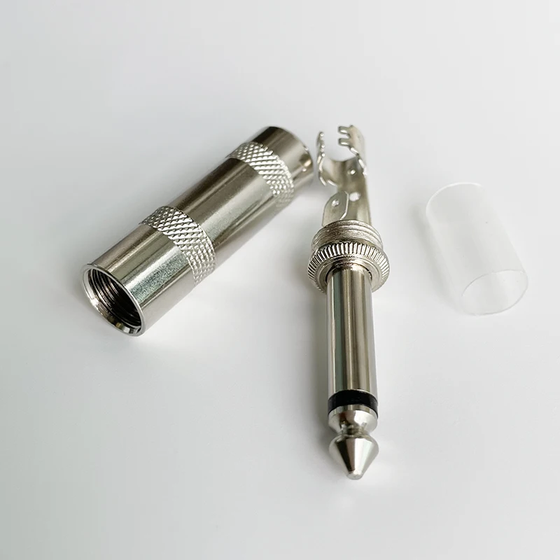 2Pcs High-quality 6.35mm Mono Jack Plug Audio Connector Solder Cable DIY Audio Adapter 6.3mm Male Plug for guitar