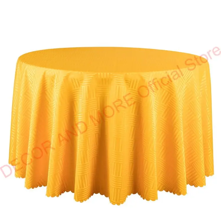 Jacquard Striped Round Tablecloth Red Gold White Table Covers Square Table Linen Wedding Party Hotel Dining Table Cloths 260CM