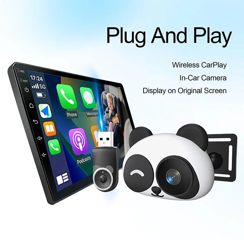 Cabin Care Wireless CarPlay Adapter Baby Car Camera 1080P HD 150° Wide-angle Night Vision Backseat Monitor for 98% Car