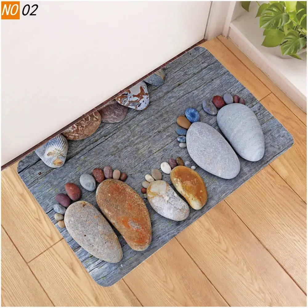 3D Pebbles Stone Footprint Entrance Door Mat Bedroom Hallway Floor Mats Carpet for Living Room Anti-slip Area Rug