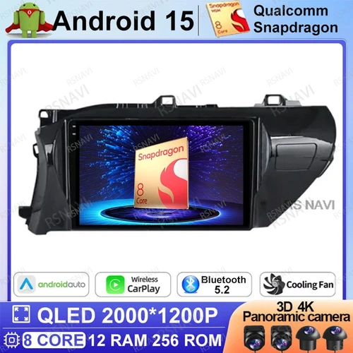 Android 15 Radio de coche para Toyota HILUX REVO VIGO IMV 2016 - 2020 estéreo 5G WIFI BT Qualcomm Viedo Player DSP DVD navegación GPS