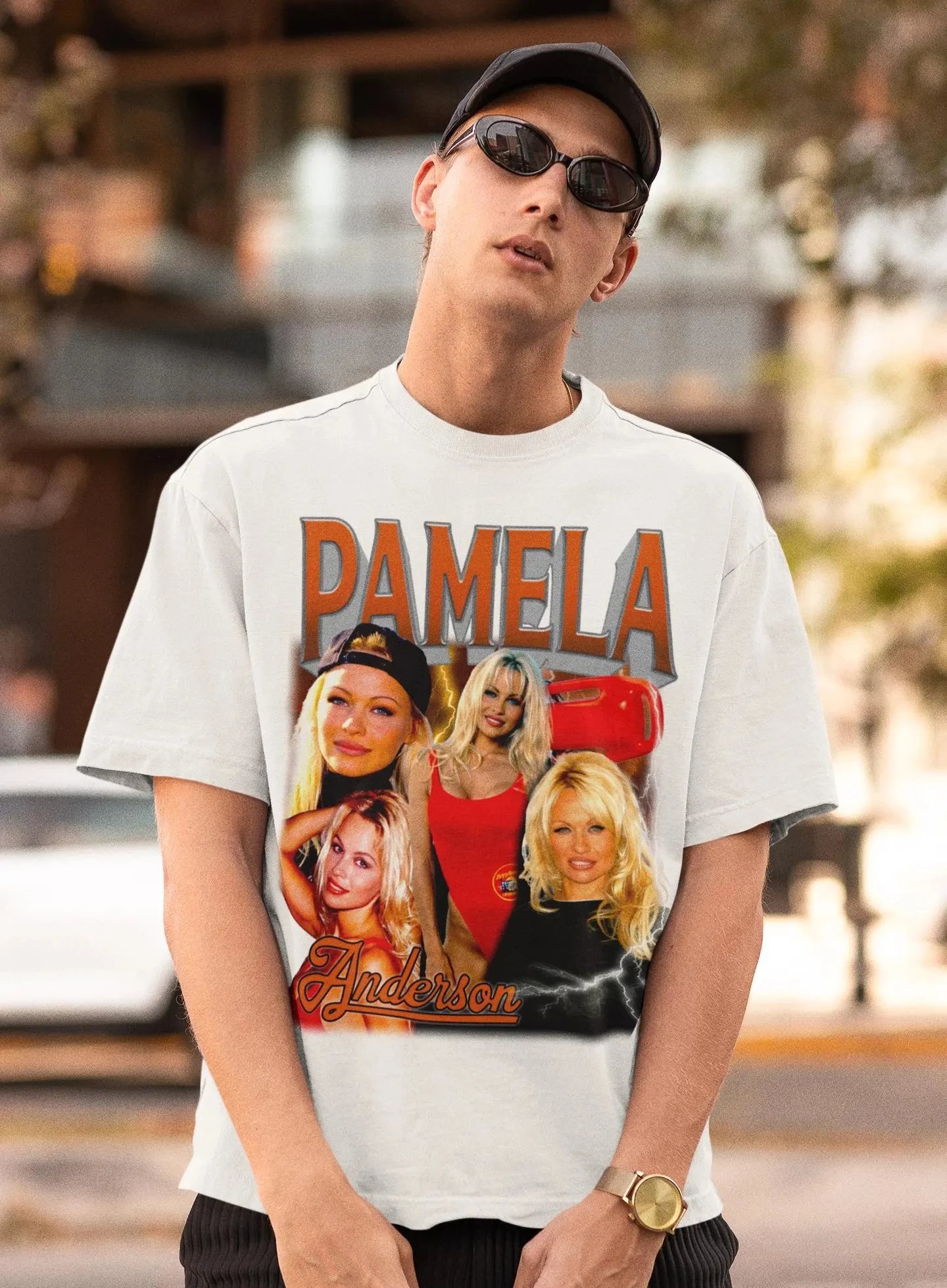Camiseta gráfica retro de Pamela Anderson, camiseta estilo años 90, camiseta holgada y transpirable de verano para hombres y mujeres