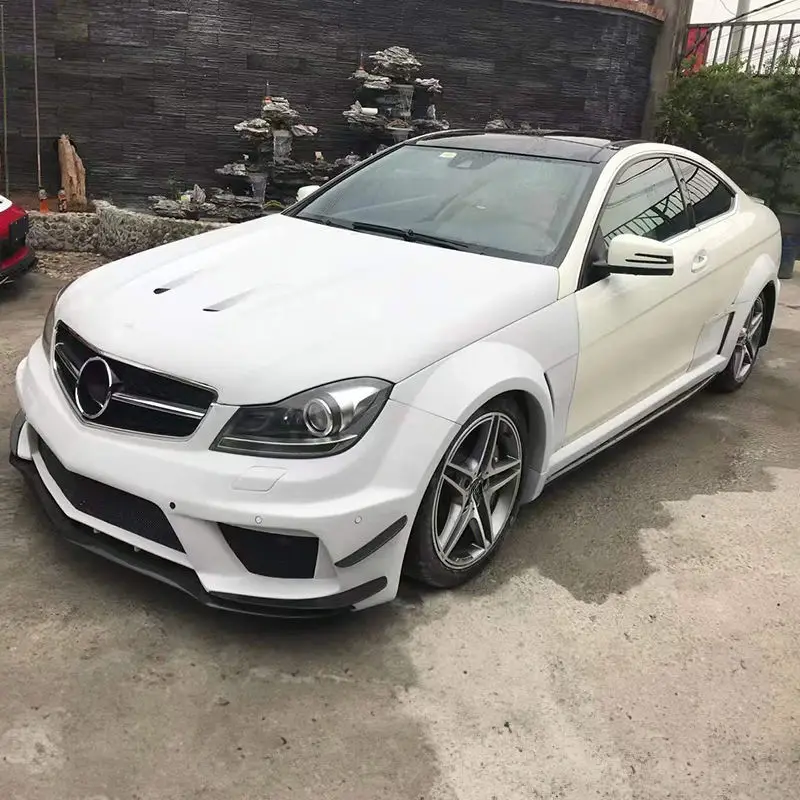 Full Set Carbon Fiber Fibre Bodykit Wide Body Kit with Hood Front Rear Bumper For Mercedes Benz W204 AMG C63 2007-2014