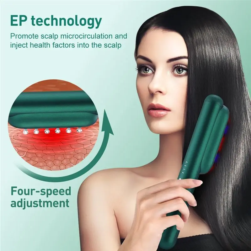 [B25B!】 Hair Led Brush Electric Laser Hair Loss Massage Therapy Infrared RF Red Light EMS Massager