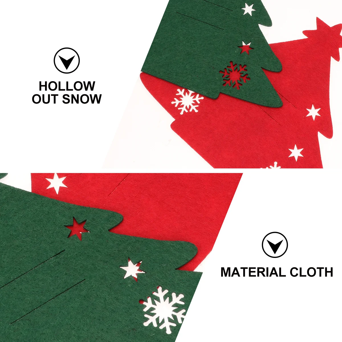 

8Pcs Tableware Cover Christmas Cutlery Holder Christmas Tree Shape Dinnerware Cloth Cover Red Green Holiday Party Table